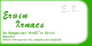 ervin krnacs business card